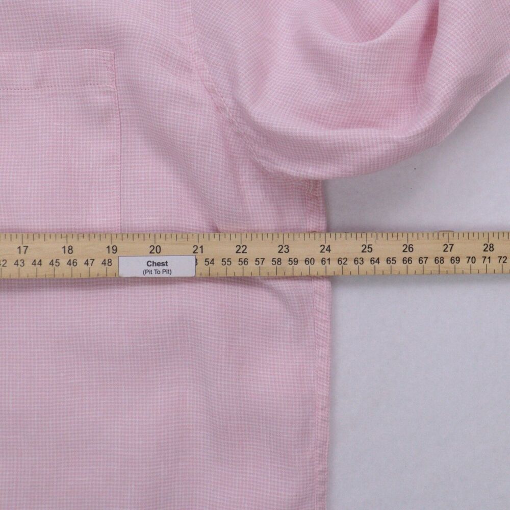 J Crew Shirt Men's Large Pink Gingham Linen Blend Long Sleeve Button-Down Preppy - Picture 7 of 7